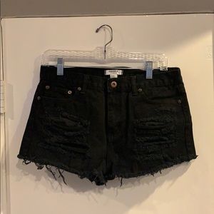 Forever 21 Black High Waisted Jean Shorts